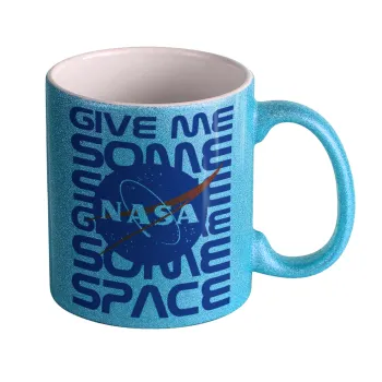 NASA give me some space, Κούπα Σιέλ Glitter που γυαλίζει, κεραμική, 330ml