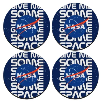 NASA give me some space, ΣΕΤ 4 Σουβέρ ξύλινα στρογγυλά (9cm)