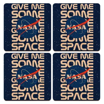 NASA give me some space, ΣΕΤ x4 Σουβέρ ξύλινα τετράγωνα plywood (9cm)