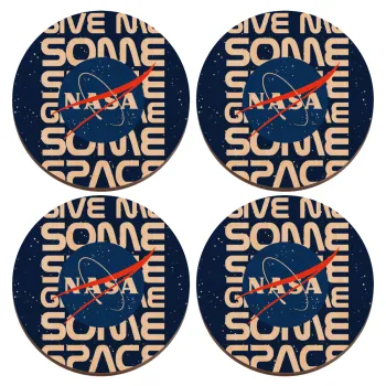 NASA give me some space, ΣΕΤ x4 Σουβέρ ξύλινα στρογγυλά plywood (9cm)