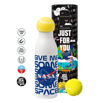 NASA give me some space, Μπάλα τένις μεταλλικό παγούρι θερμός, διπλού τοιχώματος, 550ml