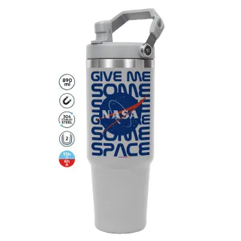 NASA give me some space, GREY color, 890ml (30oz) stainless Steel Tumbler with Handle