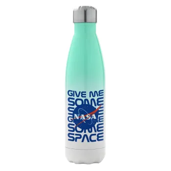 NASA give me some space, Μεταλλικό παγούρι θερμός Πράσινο/Λευκό (Stainless steel), διπλού τοιχώματος, 500ml