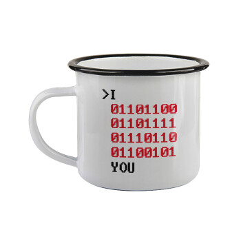 I .... YOU, binary secret MSG, Κούπα εμαγιέ με μαύρο χείλος 360ml