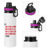 Metallic water bottle with safety lid, 850ml aluminum