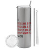 Tumbler stainless steel Silver 600ml, with metal straw & cleaning brush