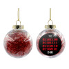 Transparent Christmas tree ball ornament with red filling 8cm
