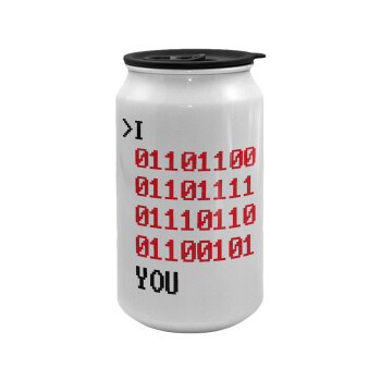 I .... YOU, binary secret MSG, Κούπα ταξιδιού μεταλλική με καπάκι (tin-can) 500ml