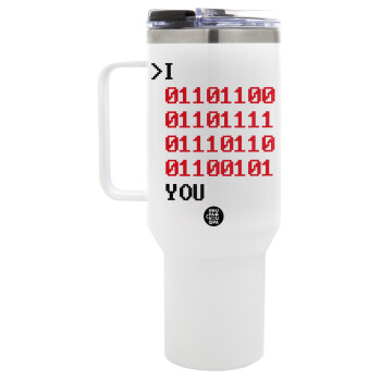 I .... YOU, binary secret MSG, Mega Stainless steel Tumbler with lid, double wall 1,2L