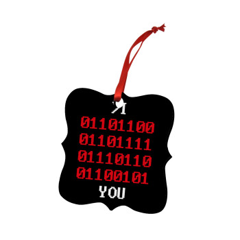 I .... YOU, binary secret MSG, Christmas ornament polygon wooden 7.5cm