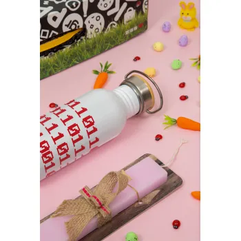 I .... YOU, binary secret MSG, Πασχαλινή Λαμπάδα με παγούρι μεταλλικό (620ml, stainless steel) & κερί αρωματικό πλακέ (30cm) (ΡΟΖ)