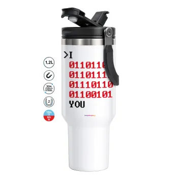 I .... YOU, binary secret MSG, Mega Stainless steel Tumbler with lid, double wall 1,2L