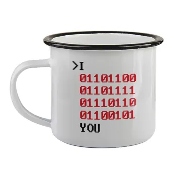 I .... YOU, binary secret MSG, Κούπα εμαγιέ με μαύρο χείλος 360ml