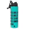 Metallic water bottle with safety lid, 850ml aluminum