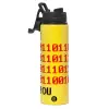 Metallic water bottle with safety lid, 850ml aluminum