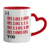 Mug heart red handle, ceramic, 330ml