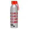 Aluminum Sports Bottle 650ml – Silver with Red Cap and Silicone Strap
