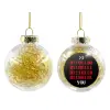 Transparent Christmas tree ball ornament with gold filling 8cm