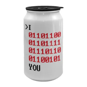 I .... YOU, binary secret MSG, Κούπα ταξιδιού μεταλλική με καπάκι (tin-can) 500ml