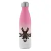 Metal mug thermos Pink/White (Stainless steel), double wall, 500ml