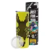 Neon Yellow Travel Tumbler, with metal straw (Stainless steel 304 Food grade, BPA free, 600ml)