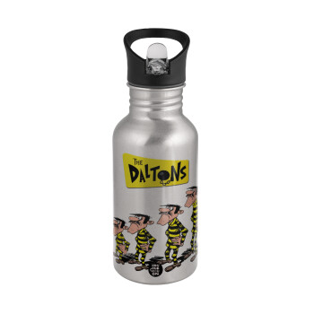 The Daltons, Water bottle Silver with straw, stainless steel 500ml