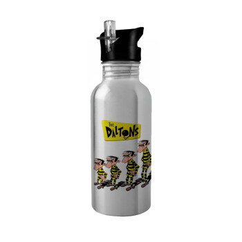 The Daltons, Water bottle Silver with straw, stainless steel 600ml