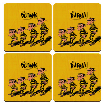 The Daltons, ΣΕΤ x4 Σουβέρ ξύλινα τετράγωνα plywood (9cm)