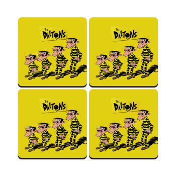 The Daltons, ΣΕΤ 4 Σουβέρ ξύλινα τετράγωνα (9cm)