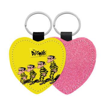 The Daltons, Μπρελόκ PU δερμάτινο glitter καρδιά ΡΟΖ