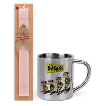 The Daltons, Easter Set, metallic thermal cup (300ml) & aromatic flat Easter candle (30cm) (PINK)