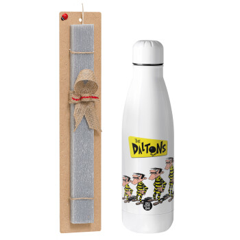 The Daltons, Easter Set, metallic stainless thermos bottle (500ml) & scented flat Easter candle (30cm) (GRAY)