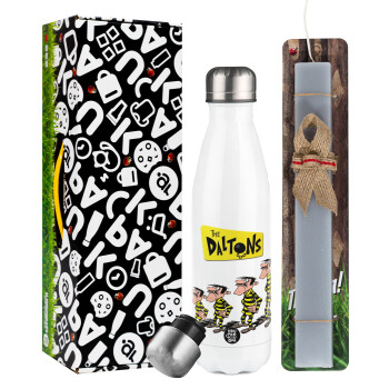 The Daltons, Easter candle, metallic white thermos bottle (500ml) & aromatic flat candle (30cm) (GRAY)