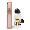 Easter Set, metallic aluminum bottle (500ml) & aromatic flat Easter candle (30cm) (PINK)