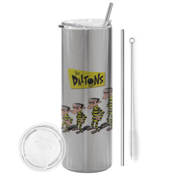 The Daltons, Tumbler stainless steel Silver 600ml, with metal straw & cleaning brush