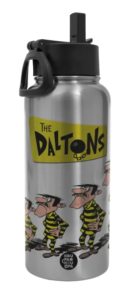 The Daltons — Metal mug thermo Silver with Straw and Spout Lid (Stainless steel), double wall, 950ml