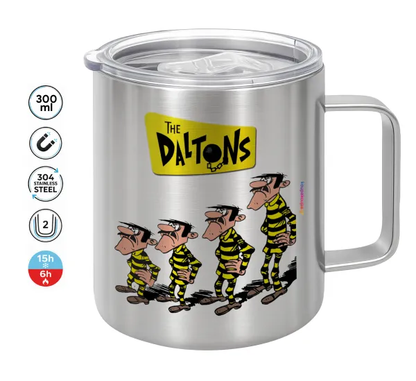 The Daltons — Double-walled stainless steel mug 300ml with temperature-retaining lid