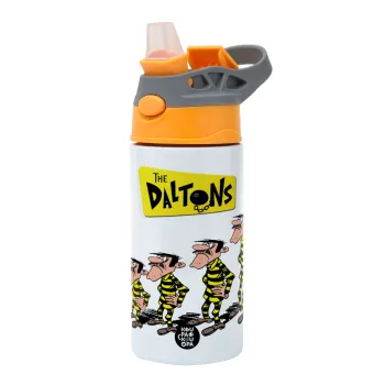The Daltons, Children's hot water bottle, stainless steel, with safety straw, Orange/Grey (360ml) BPA-FREE