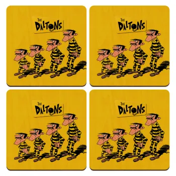 The Daltons, ΣΕΤ x4 Σουβέρ ξύλινα τετράγωνα plywood (9cm)