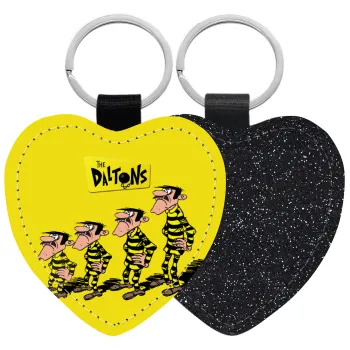 The Daltons, Μπρελόκ PU δερμάτινο glitter καρδιά ΜΑΥΡΟ