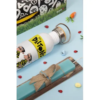 The Daltons, Πασχαλινή Λαμπάδα με παγούρι μεταλλικό (620ml, stainless steel) & κερί αρωματικό πλακέ (30cm) (ΤΙΡΚΟΥΑΖ)