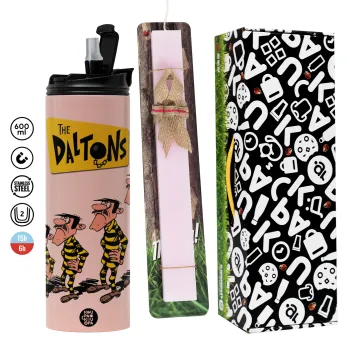 The Daltons, Πασχαλινή Λαμπάδα με  ΡΟΖ Travel Tumbler θερμό (600ml, BPA free) & κερί αρωματικό πλακέ (30cm) (ΡΟΖ)