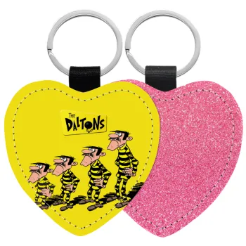 The Daltons, Μπρελόκ PU δερμάτινο glitter καρδιά ΡΟΖ