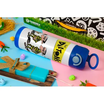 The Daltons, Easter candle, Childrens hot water bottle, stainless steel, with safety straw, BLUE (500ml)