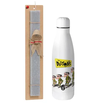 The Daltons, Easter Set, metallic stainless thermos bottle (500ml) & scented flat Easter candle (30cm) (GRAY)