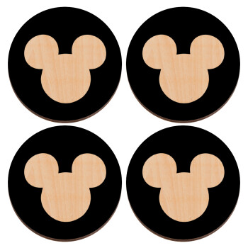 mouse man, ΣΕΤ x4 Σουβέρ ξύλινα στρογγυλά plywood (9cm)