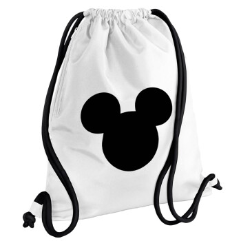 mouse man, Backpack pouch GYMBAG white, with pocket (40x48cm) & thick cords