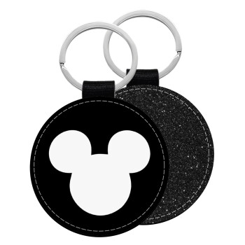 mouse man, Μπρελόκ Δερματίνη, στρογγυλό ΜΑΥΡΟ (5cm)