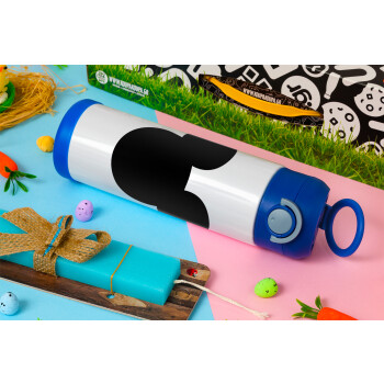 mouse man, Πασχαλινή Λαμπάδα με Παιδικό παγούρι θερμό, ανοξείδωτο, με καλαμάκι ασφαλείας, ΜΠΛΕ (500ml)