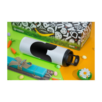 mouse man, Easter candle,Travel Tumbler 2 Lids, with metal straw & cleaning brush & aromatic flat candle (30cm) (BLUE)